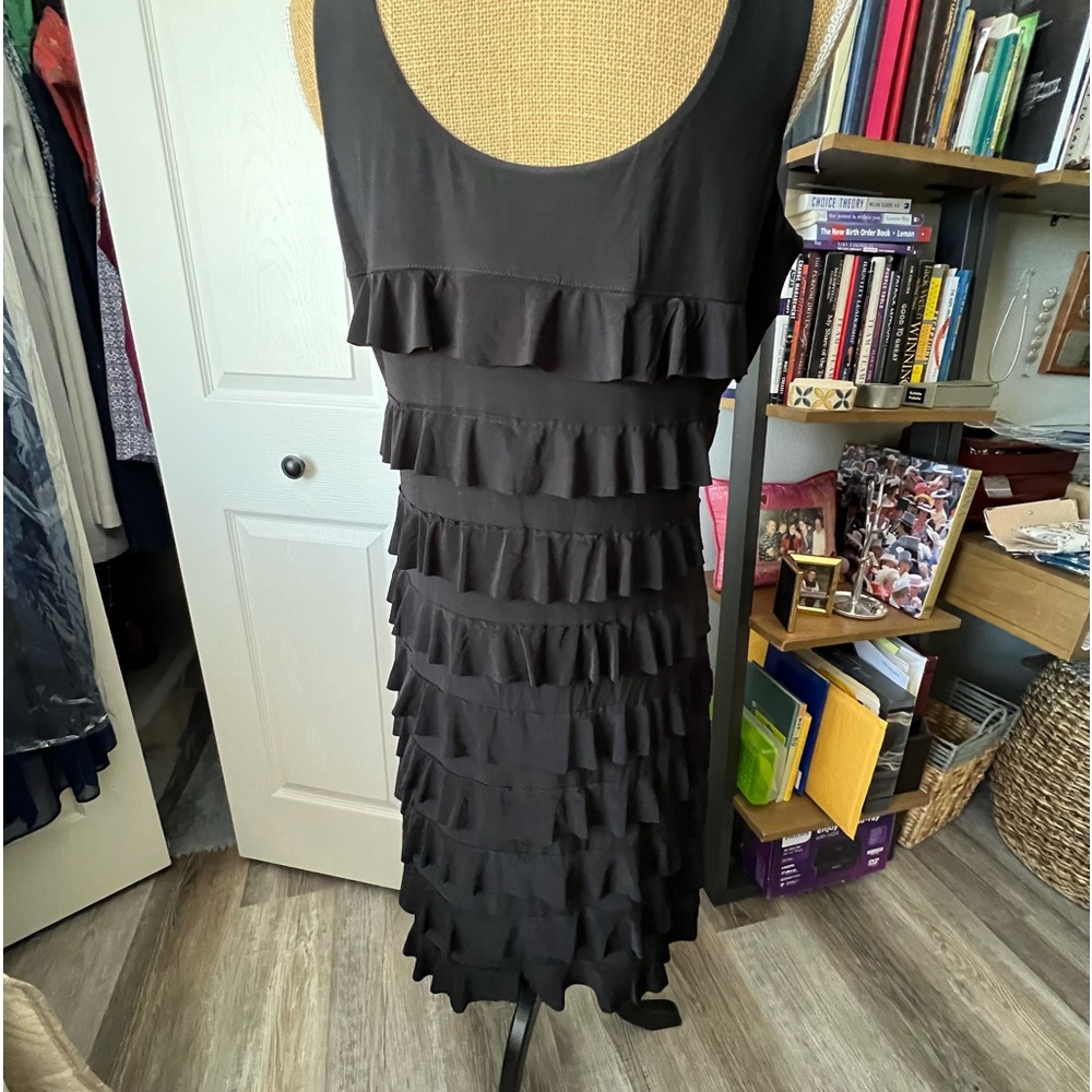 Black, slimming knee dress